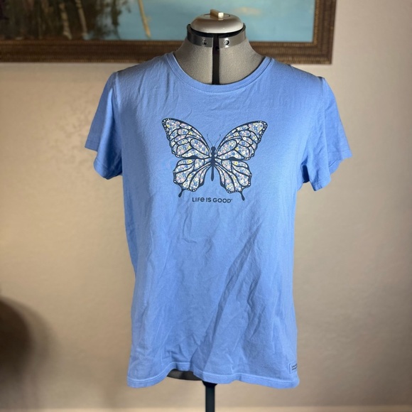 Life Is Good Tops - Life Is Good Blue Tee Women’s Size XL Crewneck Short Sleeves 100% Cotton